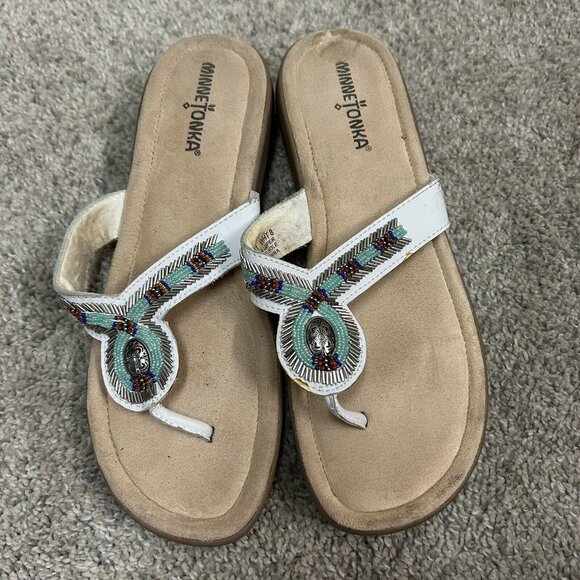 Minnetonka Silverthorne Sandals Women's 8 Beaded Aztech Southwestern - Picture 2 of 8